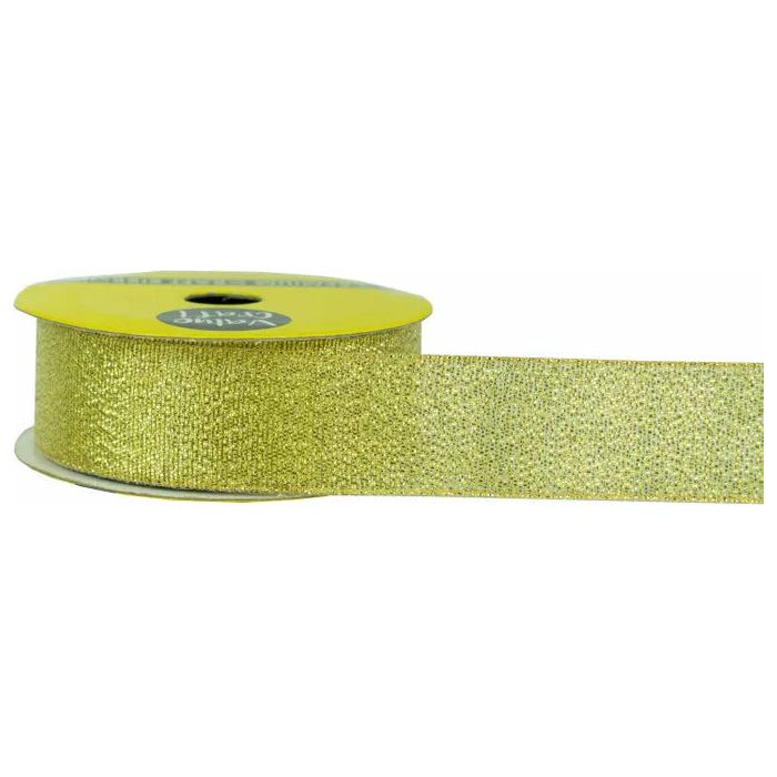 Ribbon Nylon Taffeta Metallic Gold - 25mmx3m - Dollars and Sense