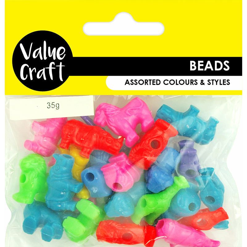 Beads Kids Animals Bright Assorted - 35G - Dollars and Sense