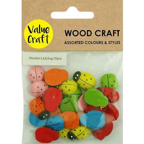 Ladybugs Mdf Wood Bright - 25 Pieces - Dollars and Sense