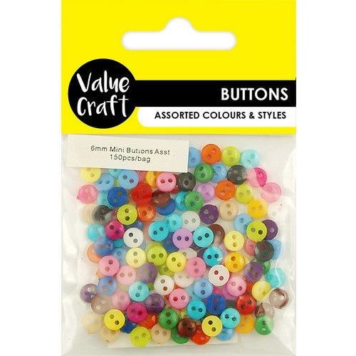 Buttons Mini Multi Coloured Assorted - Dollars and Sense