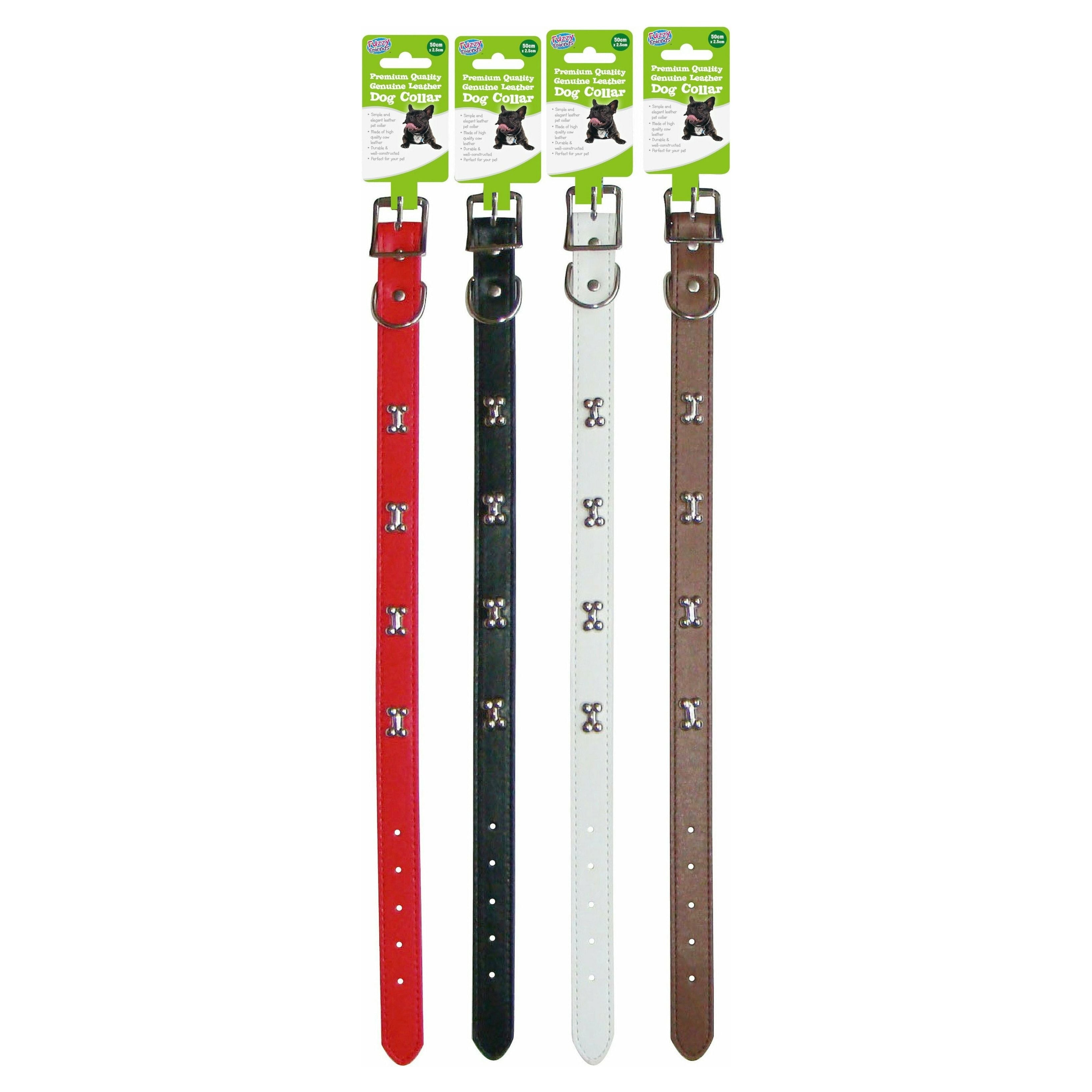 Premium Quality Genuine Leather Dog Collar - 50x2.5cm 1 Piece Assorted - Dollars and Sense