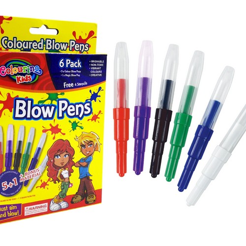 Magic Colour Blow Pens - 6 Pack 1 Piece - Dollars and Sense