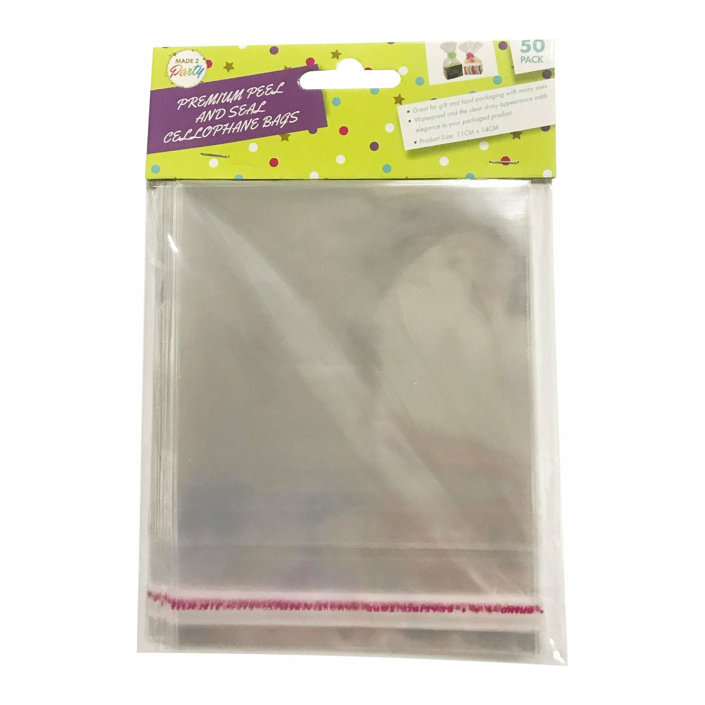 Premium Peel and Seal Cellophane Bags 11x14cm 50 Pack 1 Piece - Dollars and Sense