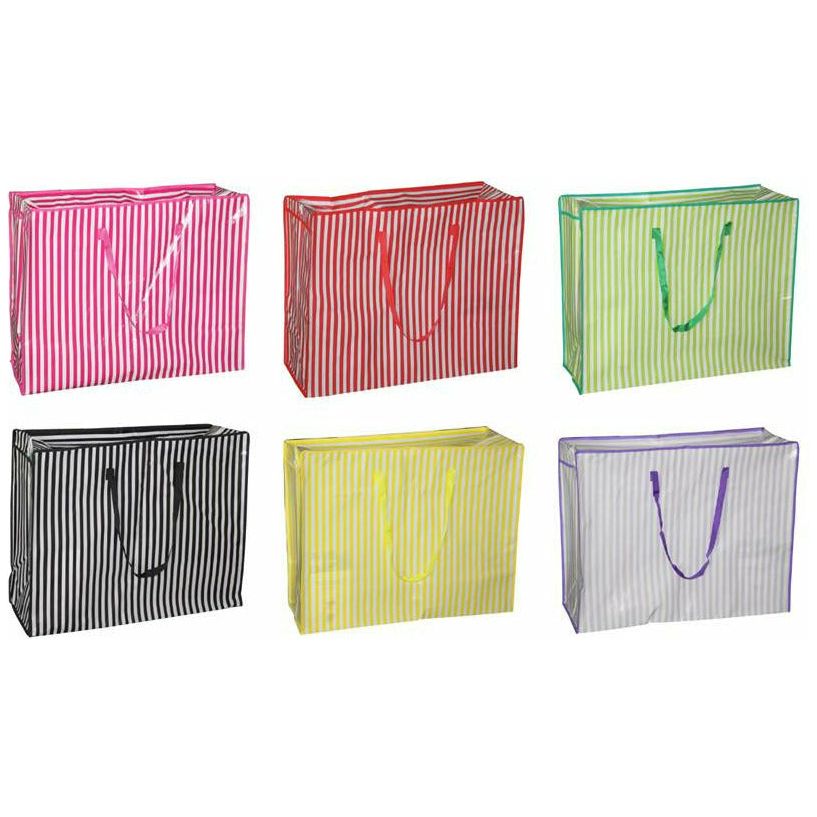 Striped Zip Up Storage Bags Jumbo - 1 Piece Assorted - Dollars and Sense