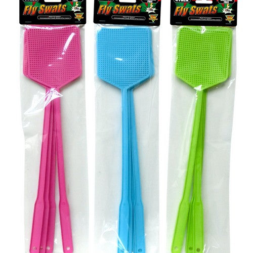 Plastic Fly Swatters - 4 Pack 1 Piece Assorted - Dollars and Sense
