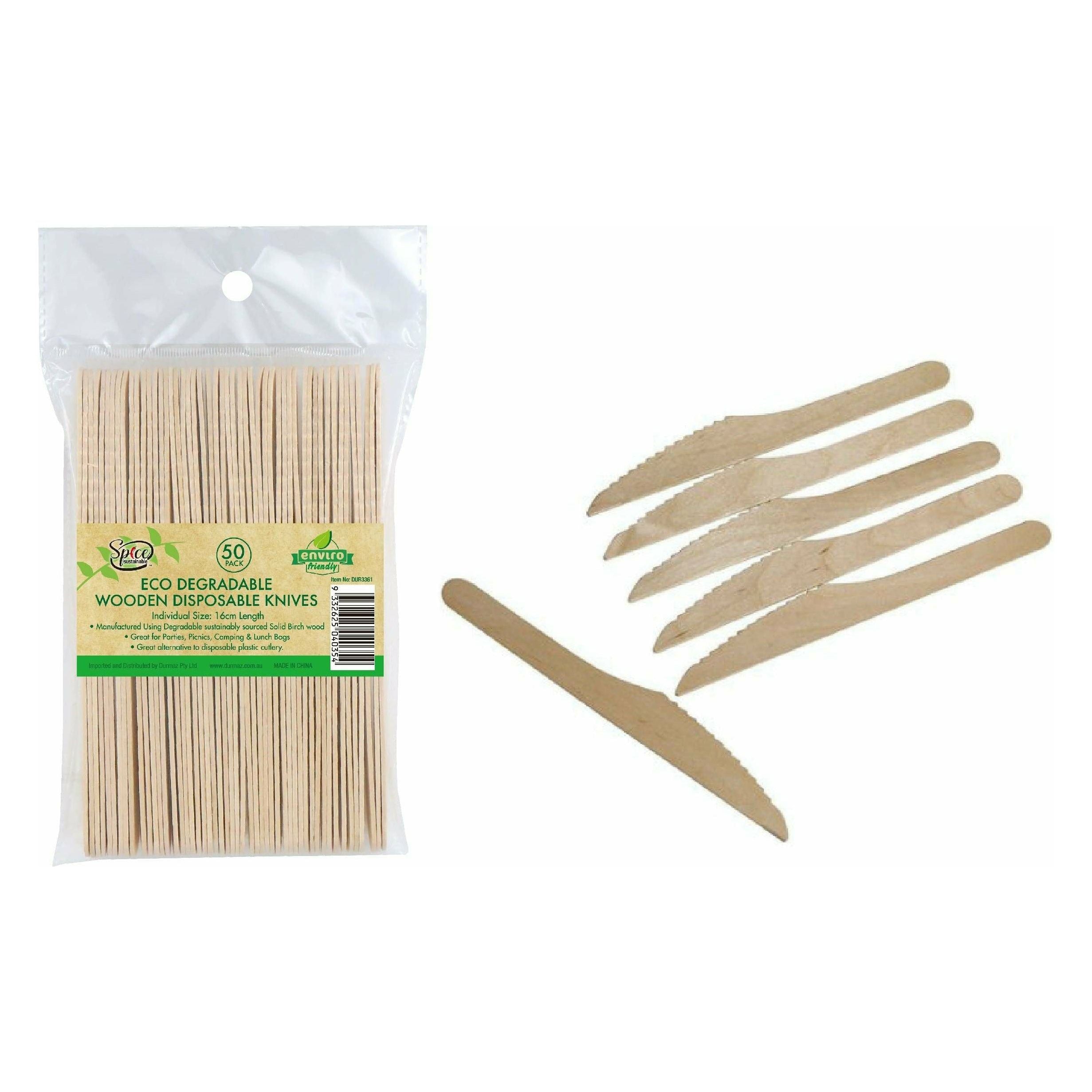 Eco Wooden Cutlery Knives 50Pk - Dollars and Sense