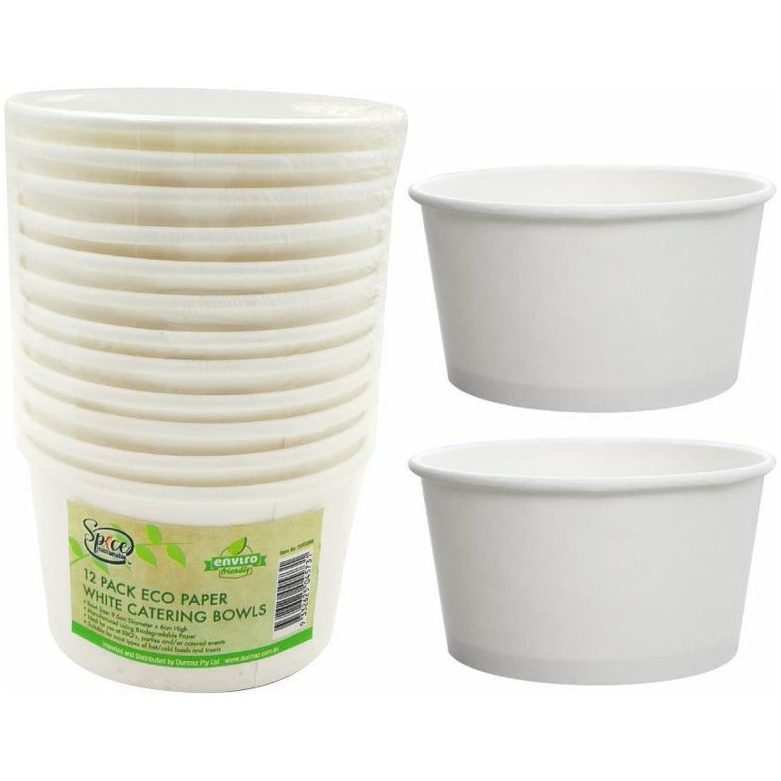 White Paper Eco Catering Bowls - Cups 12pk - Dollars and Sense