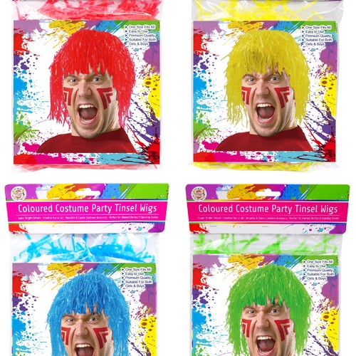 Coloured Costume Party Tinsel Wigs - 1 Piece Assorted - Dollars and Sense