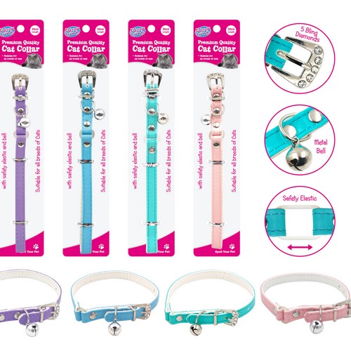 Premium Quality Cat Collar Leather Pastel - 30cm 1 Piece Assorted - Dollars and Sense