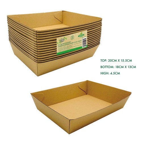 Eco Biodegradable Catering and Serving Paper Food Tray - 15 Pack 1 Piece - Dollars and Sense