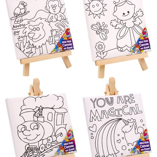 Mini Kids Canvas on Easel - 10x10cm 1 Piece Assorted - Dollars and Sense