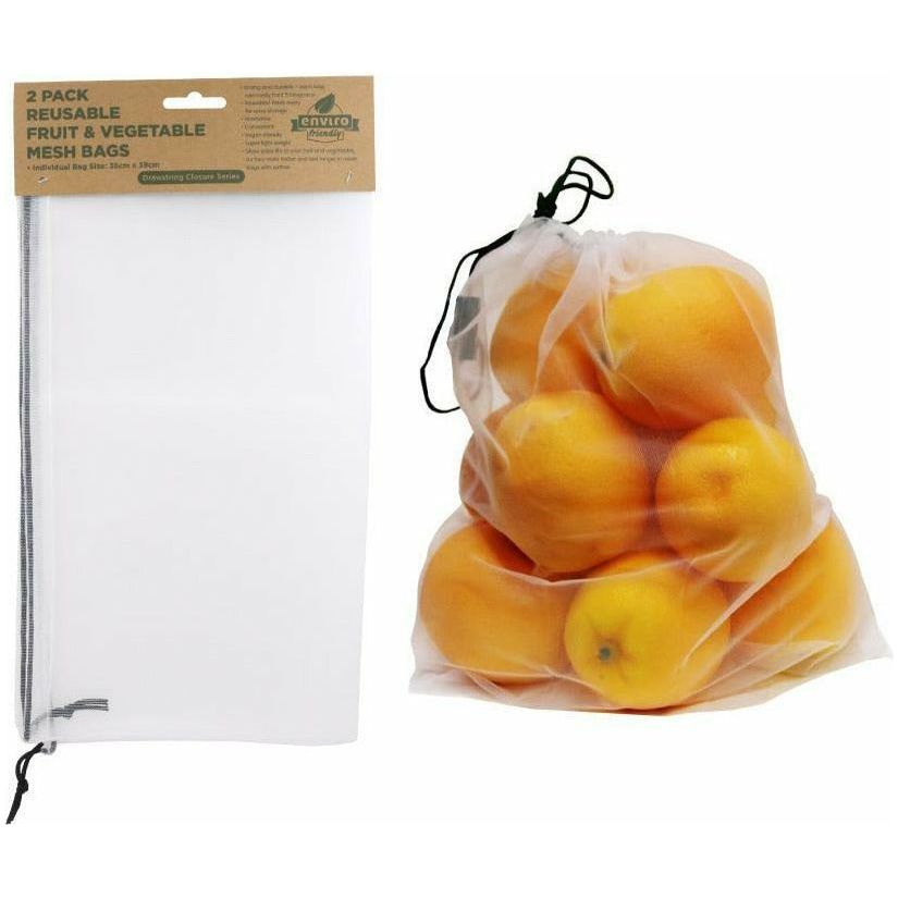 Reusable Fruit and Vegetable Mesh Bags - 2 Pack 35cm x 39cm - Dollars and Sense