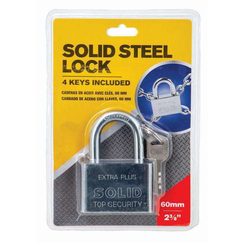Padlock Solid Steel with Keys 60mm - Dollars and Sense