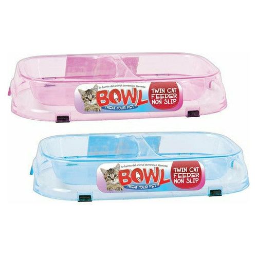 Cat Twin Bowl Non-Slip - 1 Piece Assorted - Dollars and Sense