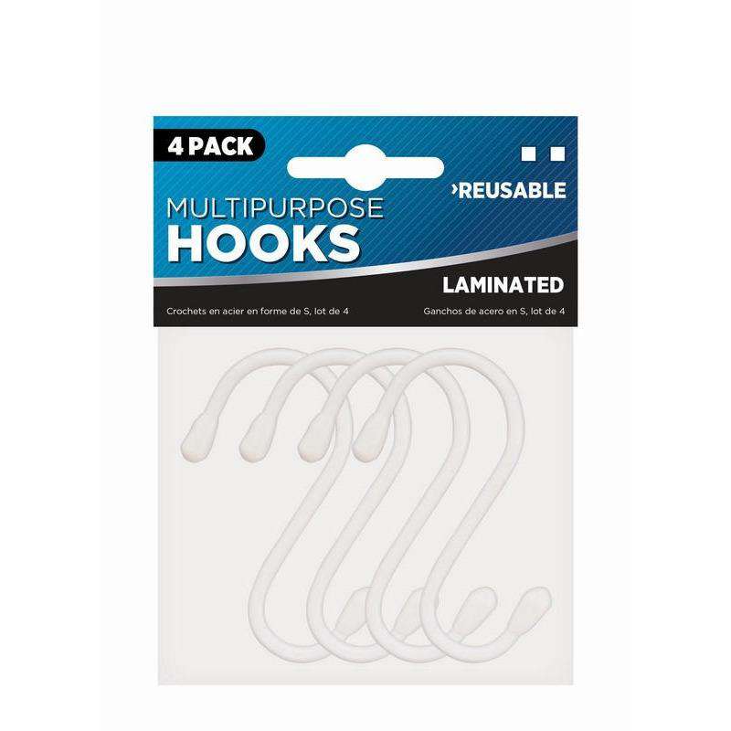 Multi Purpose S Shape Laminated Hook 4Pk - Dollars and Sense