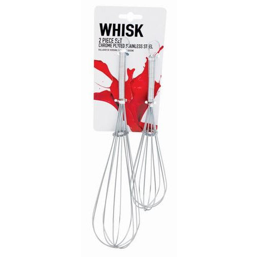 Crome Plated Stainless Steel Whisk Set 2pcs Default Title