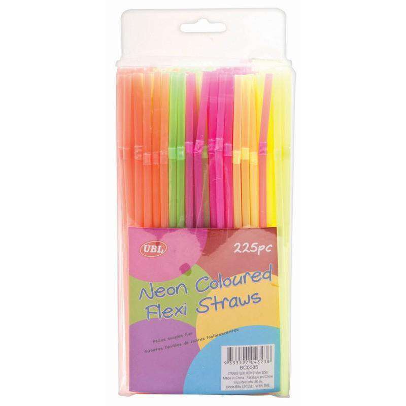 Neon Party Flexi Straws 225Pk - Dollars and Sense