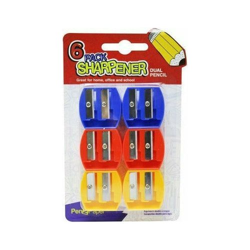Pencil Sharpeners Dual Hole - 6 Pack - Dollars and Sense
