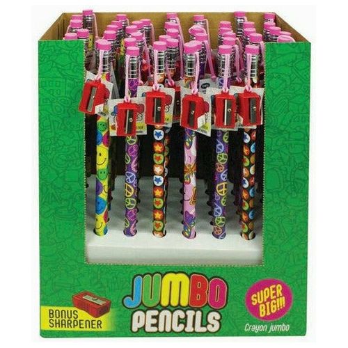 Jumbo Pencils with Eraser and Sharpener - 1 Piece Assorted - Dollars and Sense