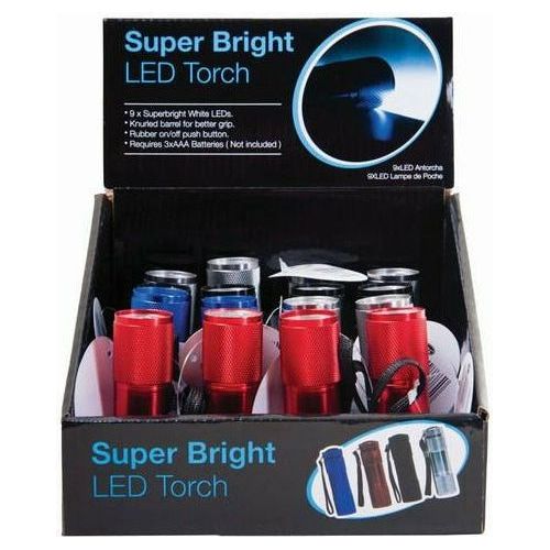 Super Bright LED Torch - 9 LED Lights 1 Piece Assorted - Dollars and Sense