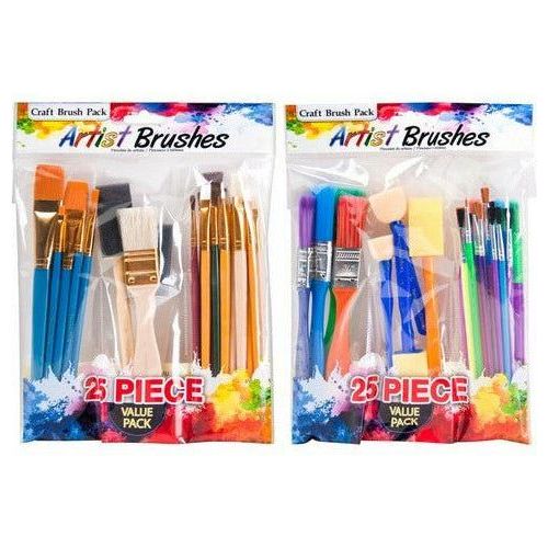 Artist Brush Assorted Pack - 25 Piece Set 1 Piece Assorted - Dollars and Sense