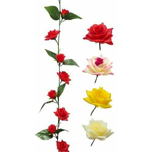 Faux Rose Garland - 190cm Assorted Colors - Dollars and Sense