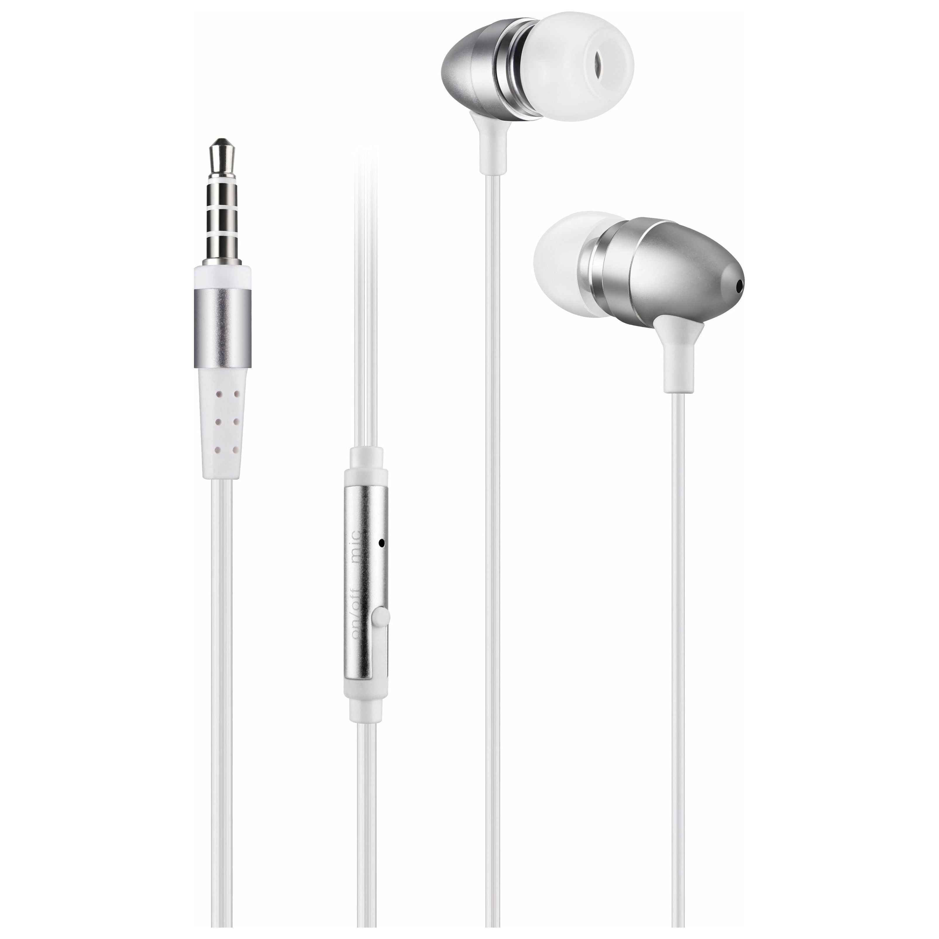 Earphone with Mic - Metallic Silver - Dollars and Sense