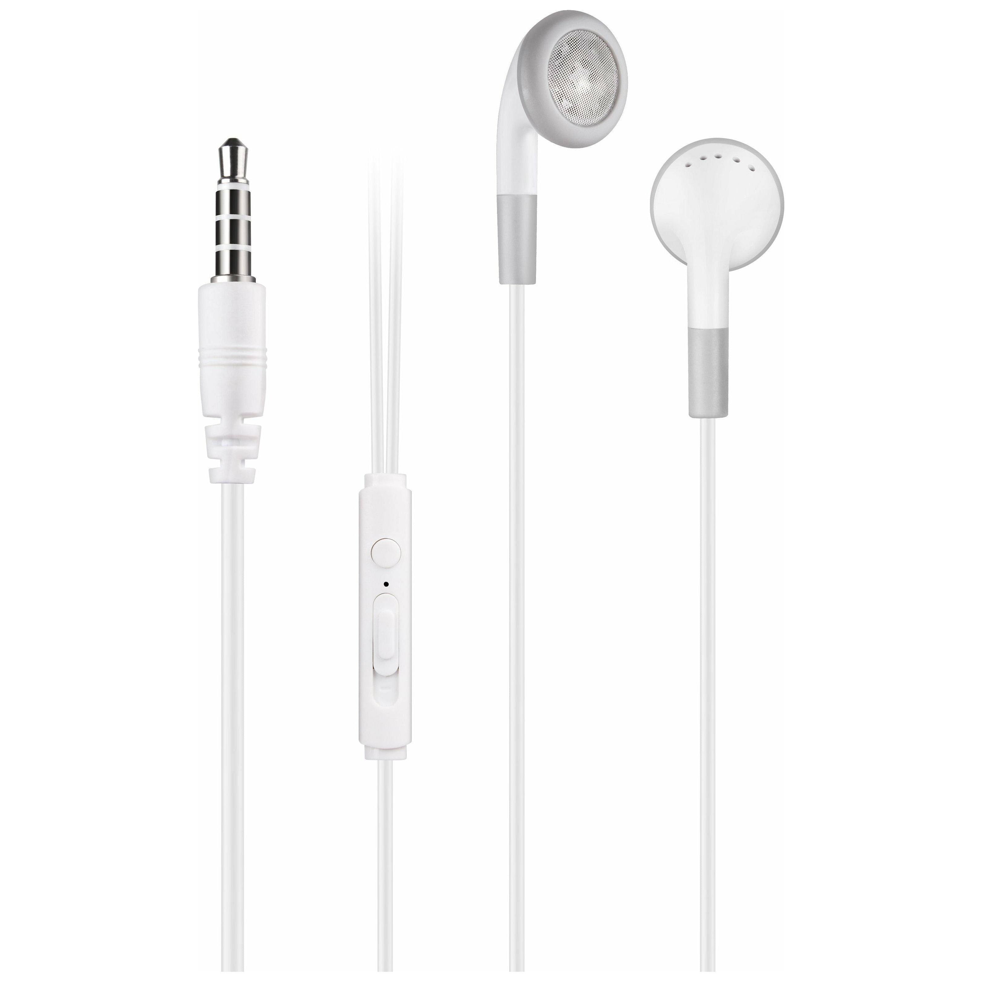 Earphone with Mic and Volume Control - White - Dollars and Sense