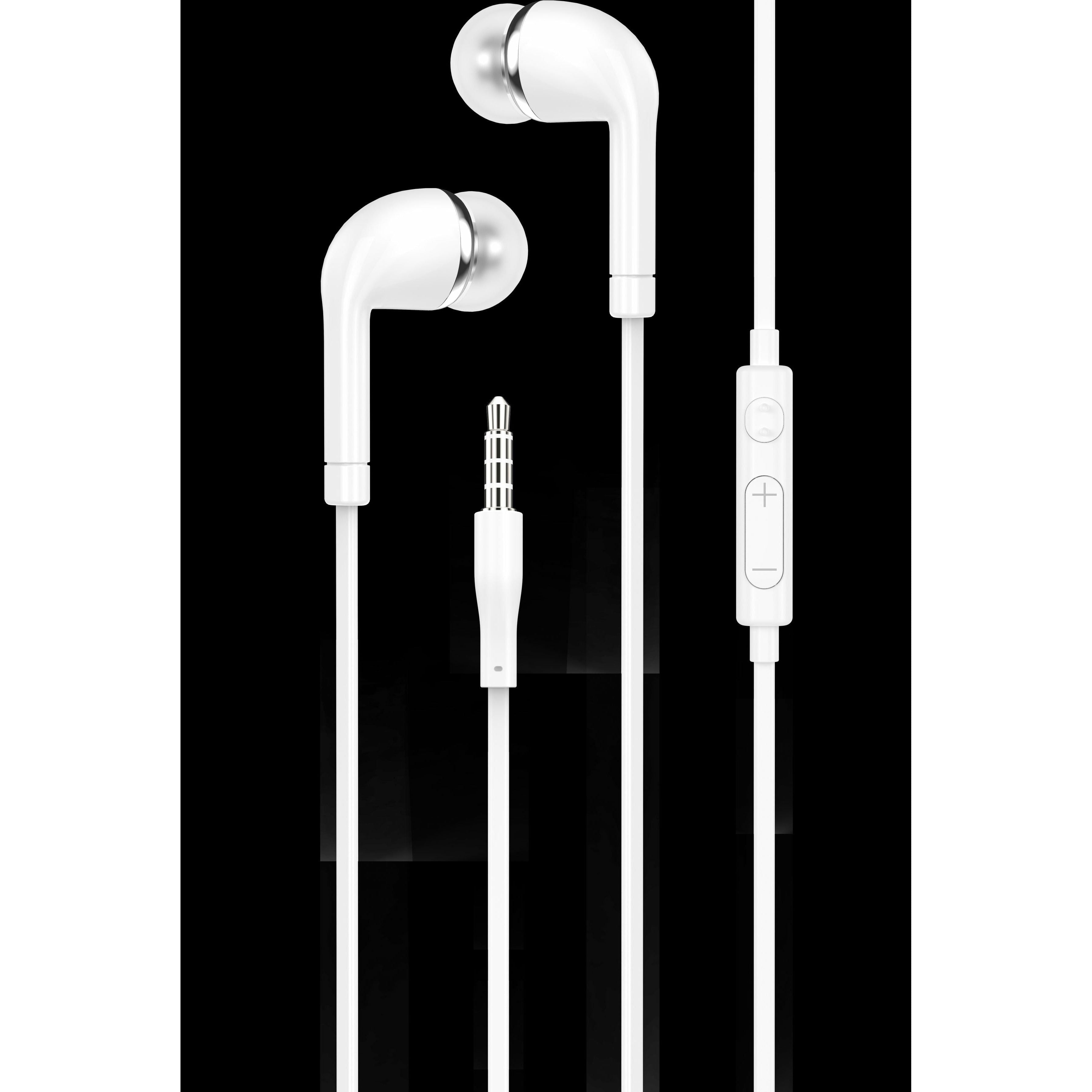 Earphone with Mic and Volume Control Euro Style - White - Dollars and Sense