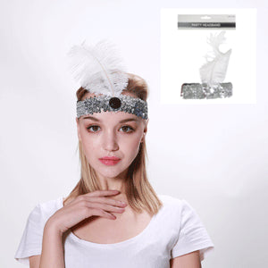 Flapper Headband White - Dollars and Sense
