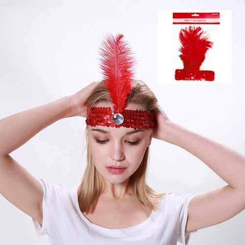 Flapper Headband Red - 1 Piece - Dollars and Sense