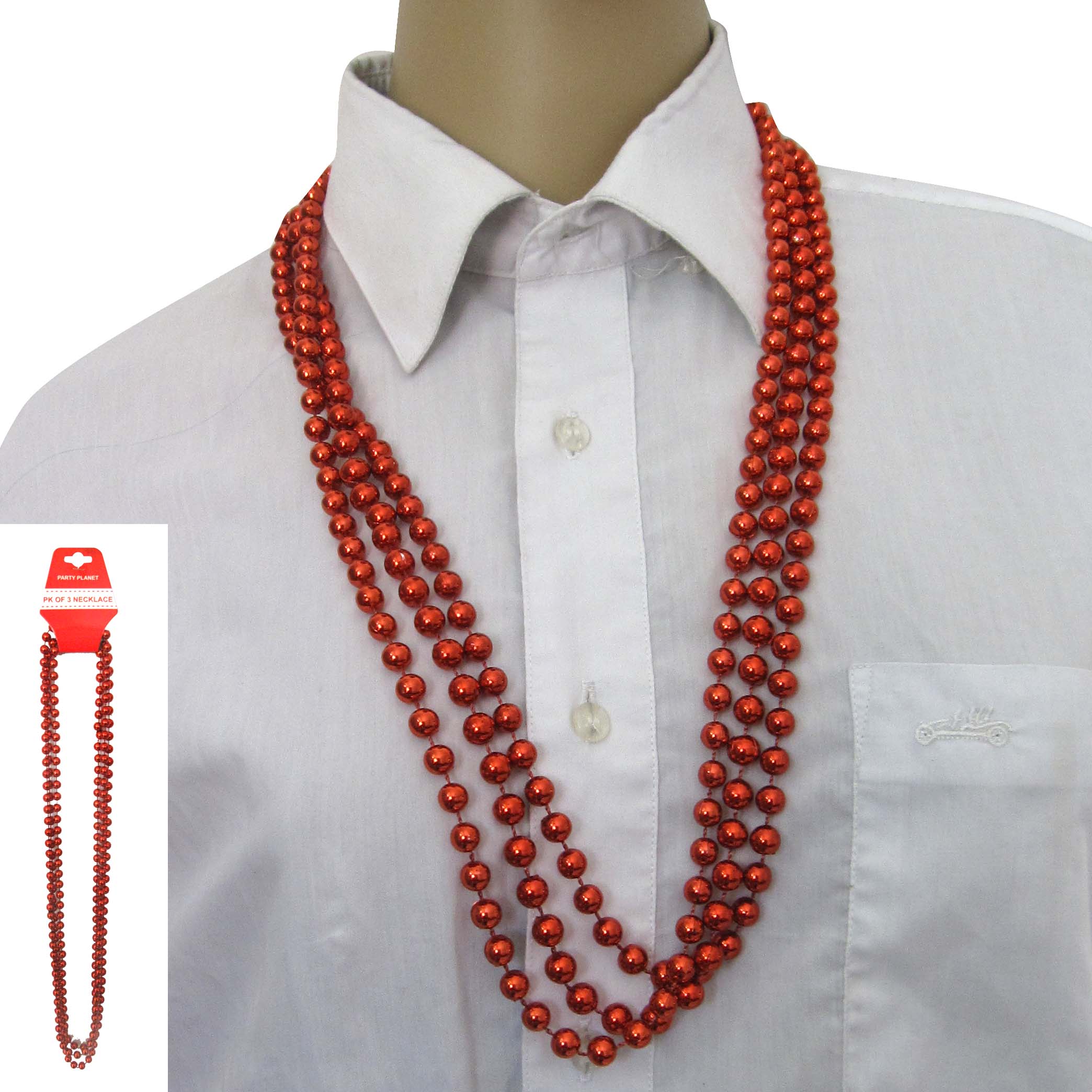 Party Necklace Red - 80cm 3 Pack 1 Piece - Dollars and Sense