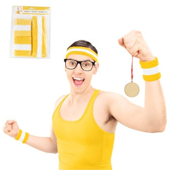 Headband and Wristbands Yellow - 3 Pack 1 Piece - Dollars and Sense