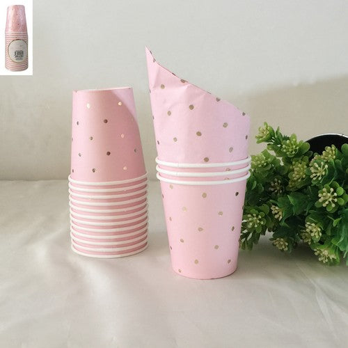 Paper Cups Pink with Gold Foil - 200ml 20 Pack 1 Piece - Dollars and Sense