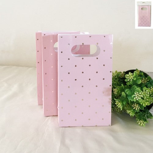 Party Giftbag Pink with Gold Foil Polka Dot - 6 Pack 1 Piece - Dollars and Sense