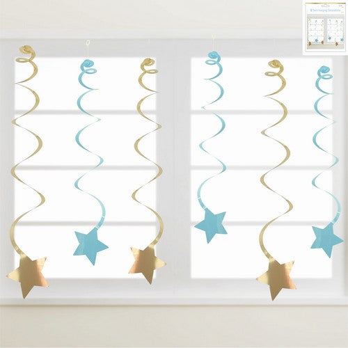 Swirl Hanging Decorations Luxe Blue - 6 Pack 1 Piece - Dollars and Sense