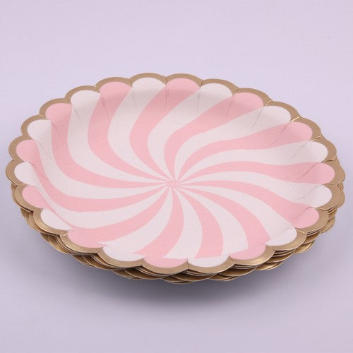 Luxe Paper Plate Pink Fan Stripe - 23cm 12 Pack 1 Piece - Dollars and Sense