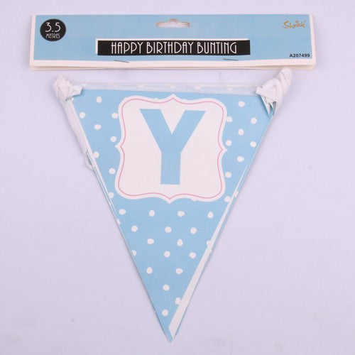 Bunting Decoration Happy Birthday Blue - 3.5m 1 Piece - Dollars and Sense