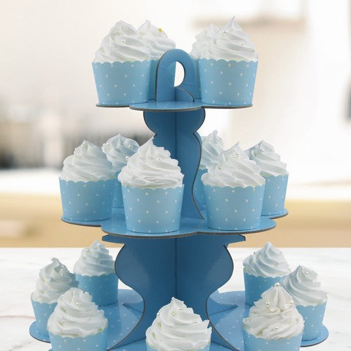 Paper Cake Stand 3 Tier Blue - Dollars and Sense
