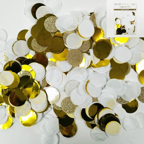 Round Gold and White Paper Confetti - 20g 1 Piece - Dollars and Sense