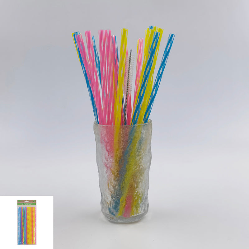 Rainbow Reusable Straws with Cleaning Brush - 30 pack - Dollars and Sense