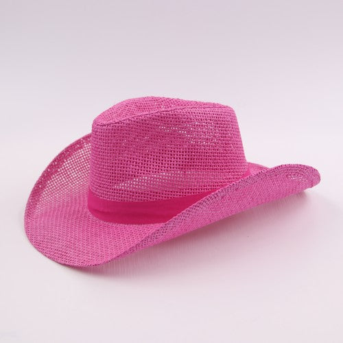 Burlap Cowboy Hat-Pink - Dollars and Sense