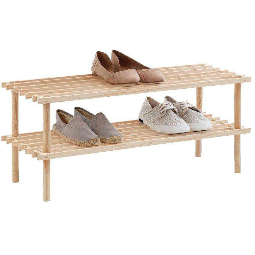 Shoe Rack 2 Tier Natural 74x26x34cm - Dollars and Sense