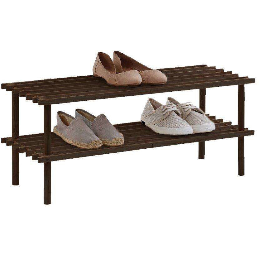 Shoe Rack 2 Tier Chocolate 74x26x34cm - Dollars and Sense