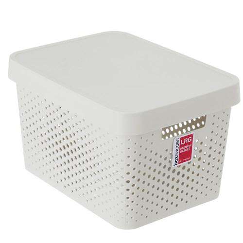 Hudson Basket with Lid 26x36x21.5cm - Dollars and Sense