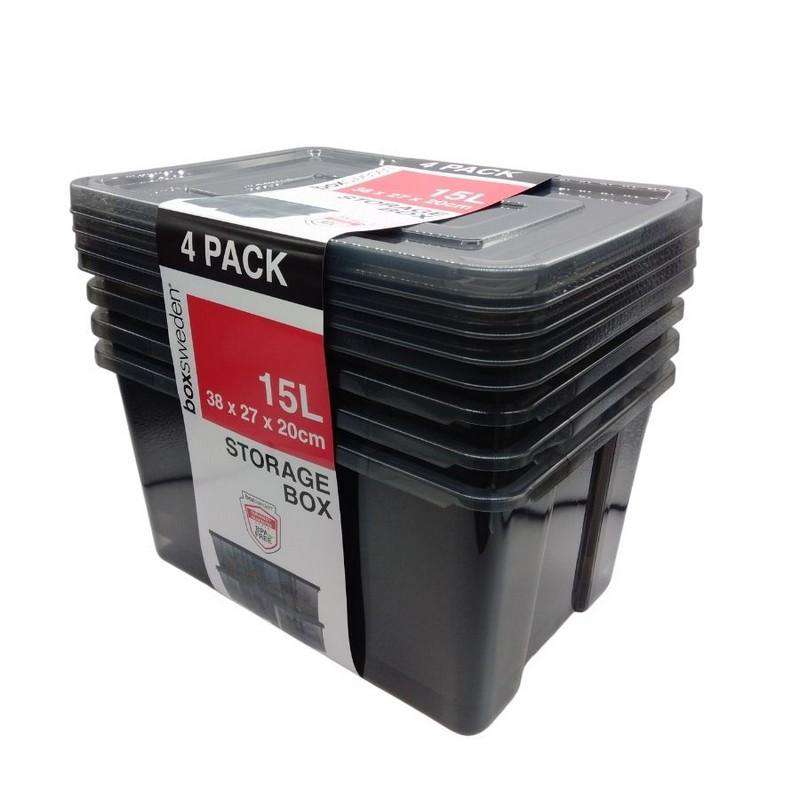 15L Storage Tub Transparent 4Pk - Dollars and Sense