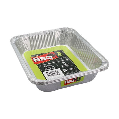 Rectangular Foil BBQ Trays 32x27x6cm 3Pk - Dollars and Sense