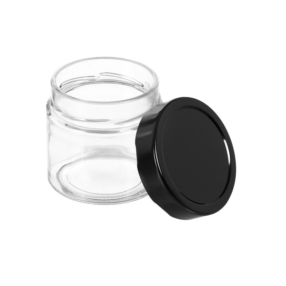Soho Glass Conserving Jar Round with Black Lid - Dollars and Sense