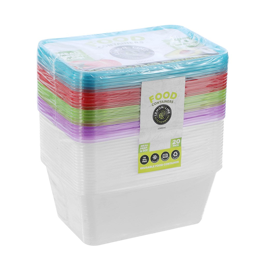 Reusable Food Container Coloured Lids Large - Dollars and Sense
