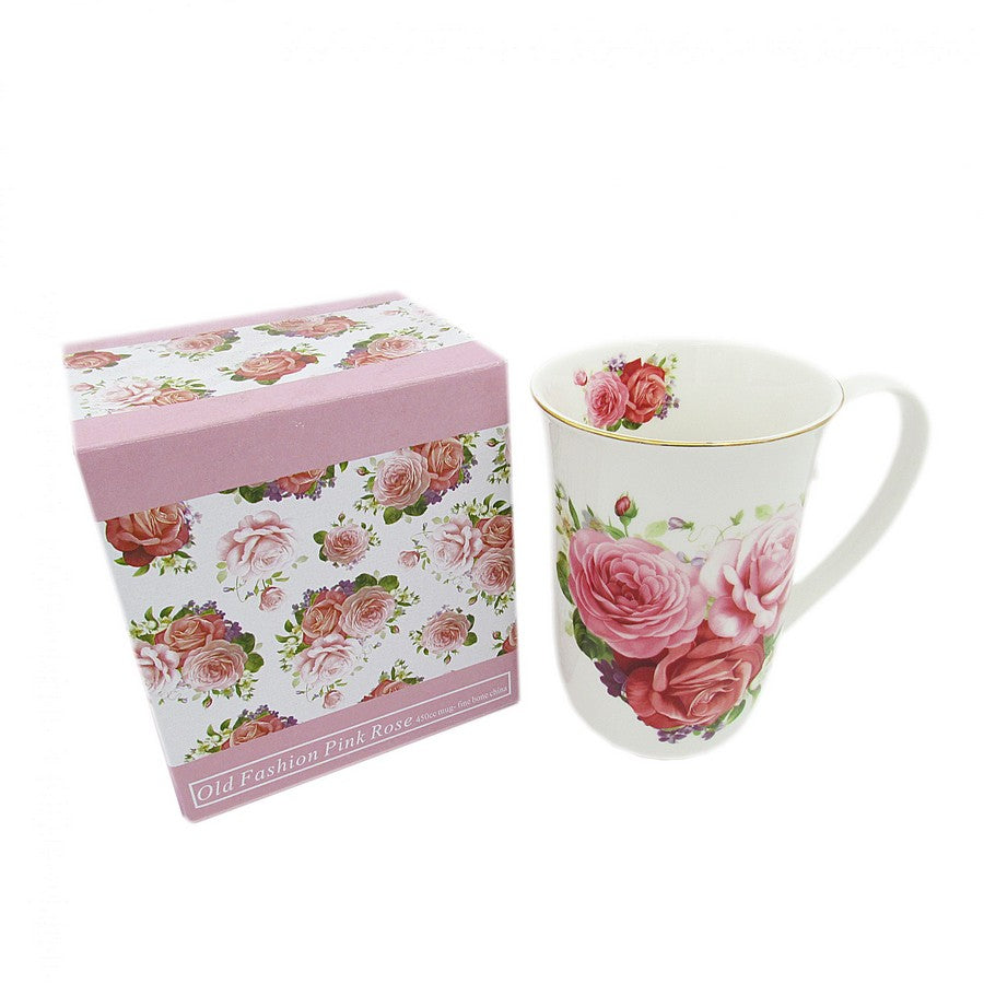 Pink Rose Fine Bone China Gold Rim Mug Gift Box - Dollars and Sense